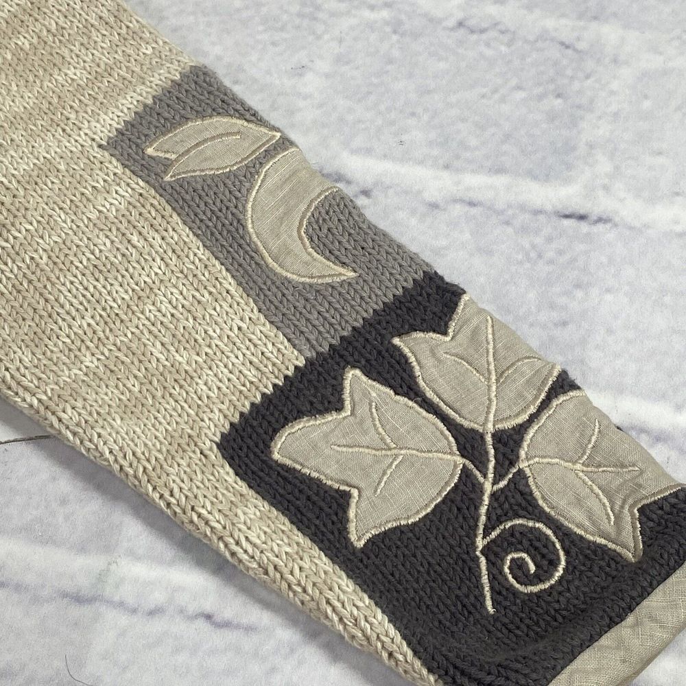Orvis Womens Sweater Size S Beige Gray Cardigan Embroidered Leaves Cottage VTG - Picture 11 of 16